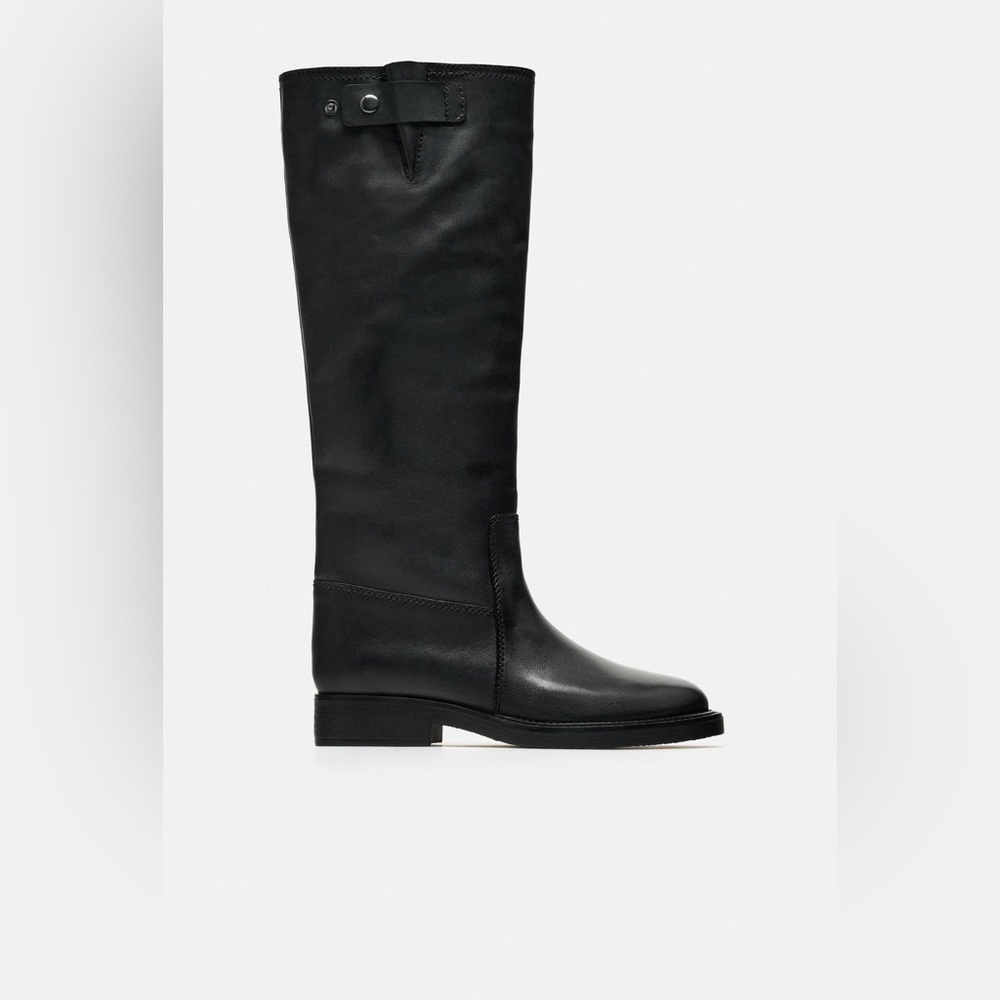 Leather knee high boots